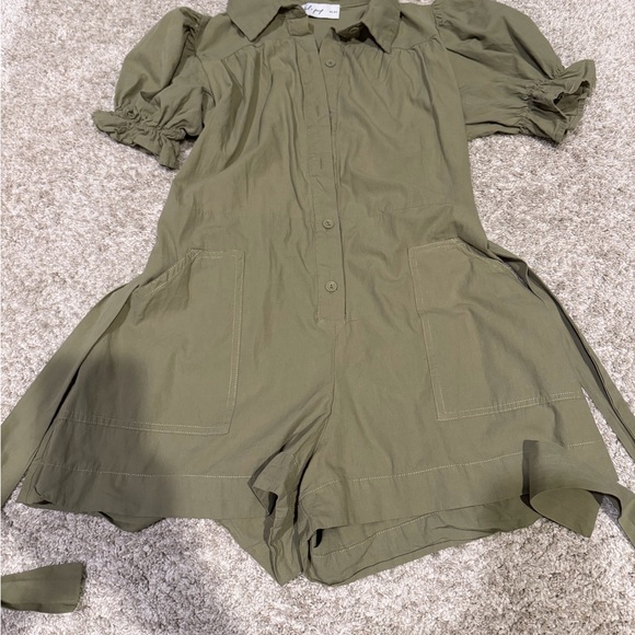 Petal and Pup Olive Green Short Sleeve Romper - Picture 3 of 3